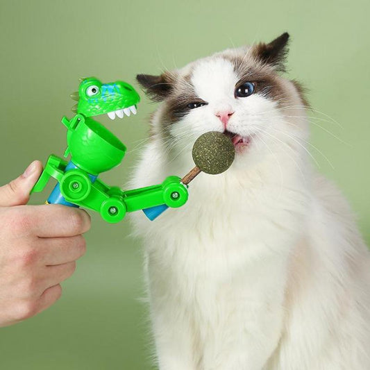 Catnip Dino Launcher — Chew-Safe Catnip Ball for Indoor Cats — Stress Relief & Play