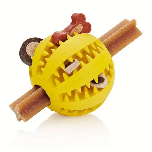Treat-Stuffing Rubber Chew Ball — Cleans Teeth & Reduces Anxiety for Aggressive Chewers