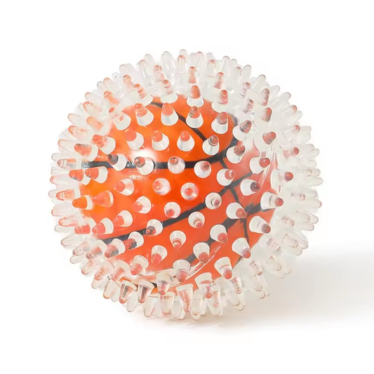 Spiky Squeaky Chew Ball — Teeth-Cleaning Rubber Toy for Medium & Active Dogs