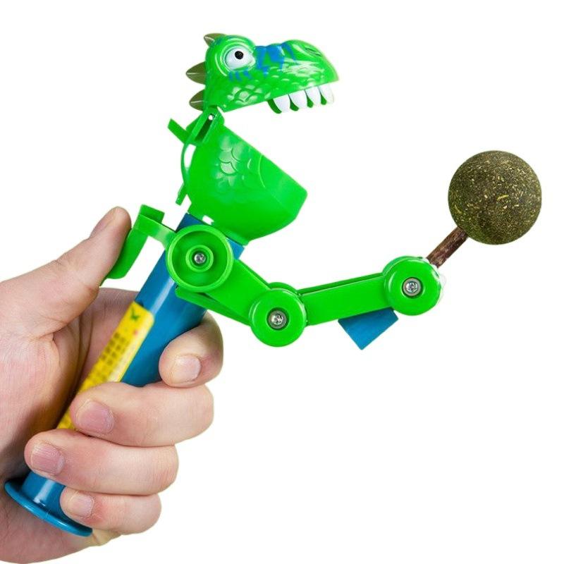 Catnip Dino Launcher — Chew-Safe Catnip Ball for Indoor Cats — Stress Relief & Play