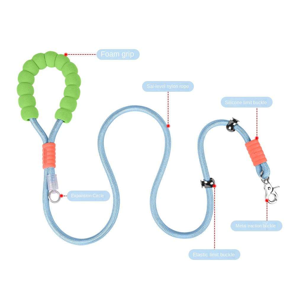 Heavy-Duty Rope Dog Leash — Padded Handle, No-Pull, Shock-Absorbing — Safe for Large & Active Dogs