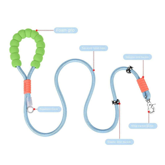 Heavy-Duty Rope Dog Leash — Padded Handle, No-Pull, Shock-Absorbing — Safe for Large & Active Dogs