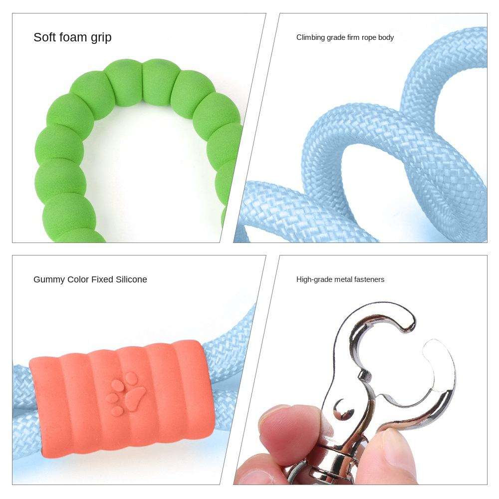 Heavy-Duty Rope Dog Leash — Padded Handle, No-Pull, Shock-Absorbing — Safe for Large & Active Dogs