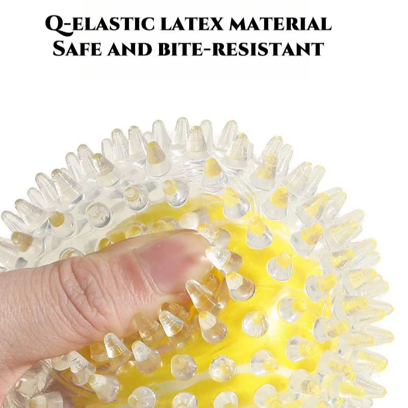 Spiky Squeaky Chew Ball — Teeth-Cleaning Rubber Toy for Medium & Active Dogs