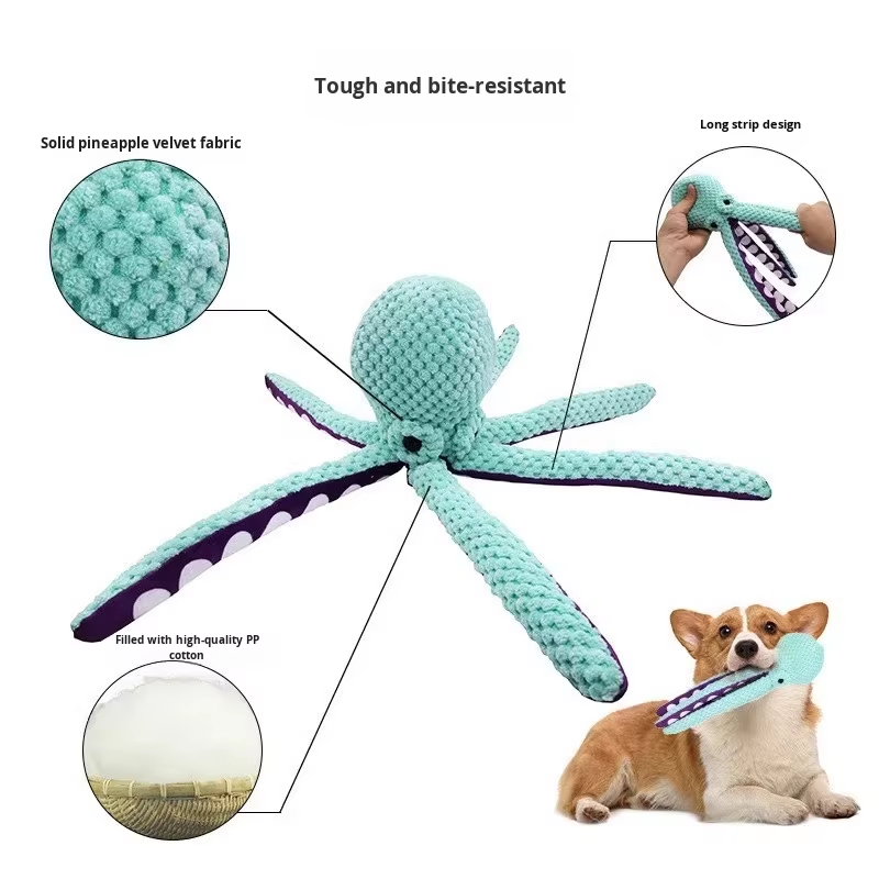 Plush Octopus Squeaky Toy — Chew & Fetch Companion for Small & Medium Dogs