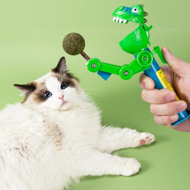 Catnip Dino Launcher — Chew-Safe Catnip Ball for Indoor Cats — Stress Relief & Play