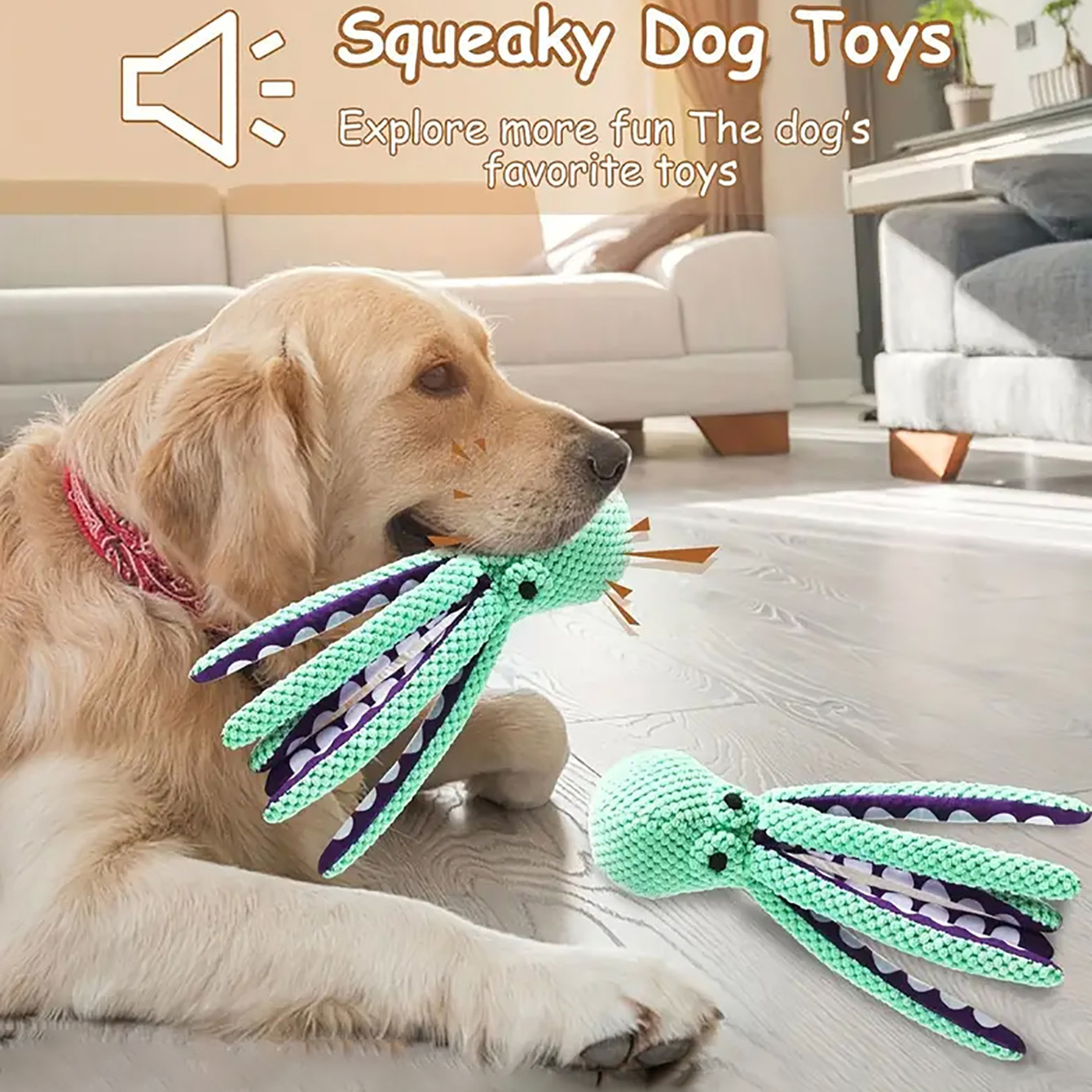 Plush Octopus Squeaky Toy — Chew & Fetch Companion for Small & Medium Dogs