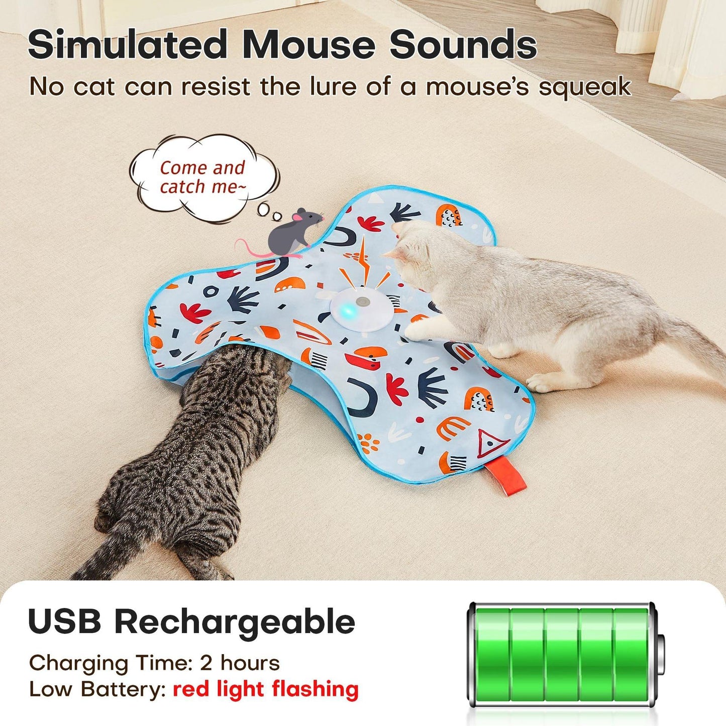 Fast-Rolling Cat Chase Toy — Hide-&-Seek Mouse Game — Boosts Exercise & Mental Stimulation