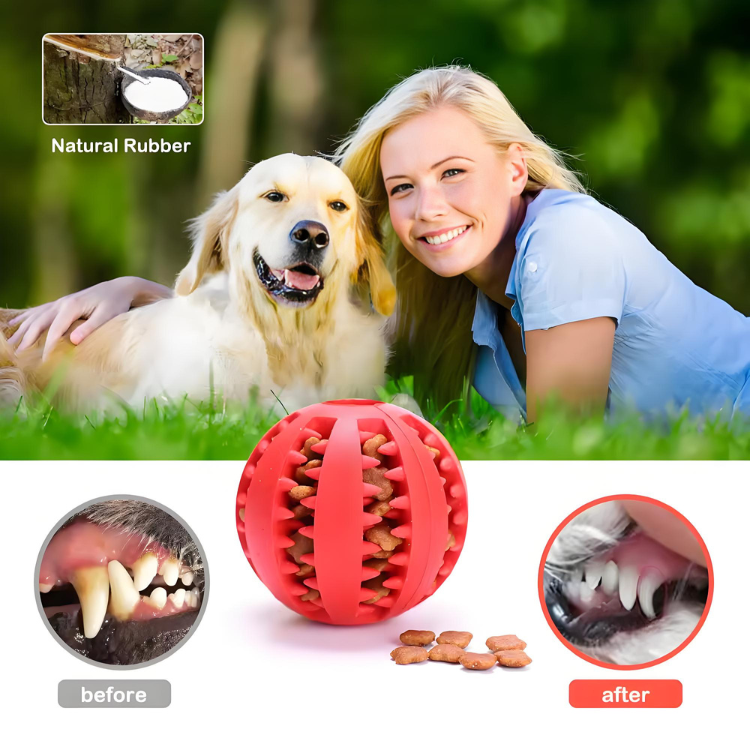 Treat-Stuffing Rubber Chew Ball — Cleans Teeth & Reduces Anxiety for Aggressive Chewers