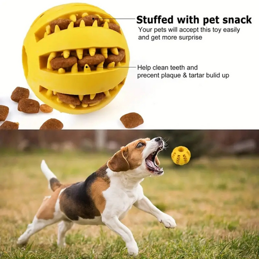 Treat-Stuffing Rubber Chew Ball — Cleans Teeth & Reduces Anxiety for Aggressive Chewers